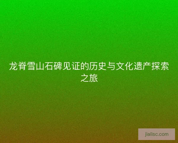 龙脊雪山石碑见证的历史与文化遗产探索之旅