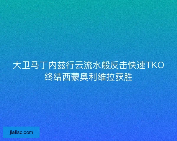 大卫马丁内兹行云流水般反击快速TKO终结西蒙奥利维拉获胜