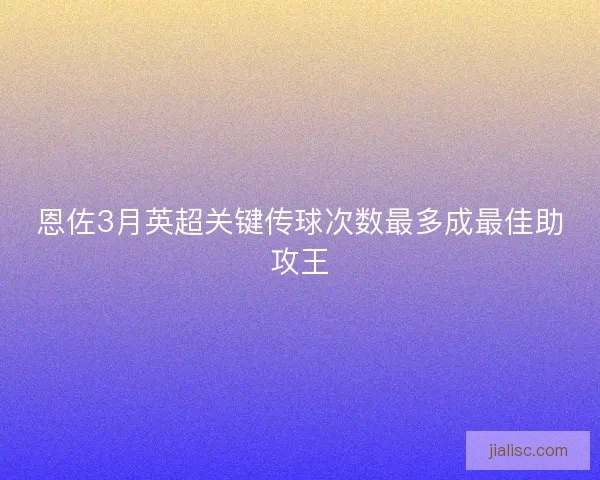 恩佐3月英超关键传球次数最多成最佳助攻王